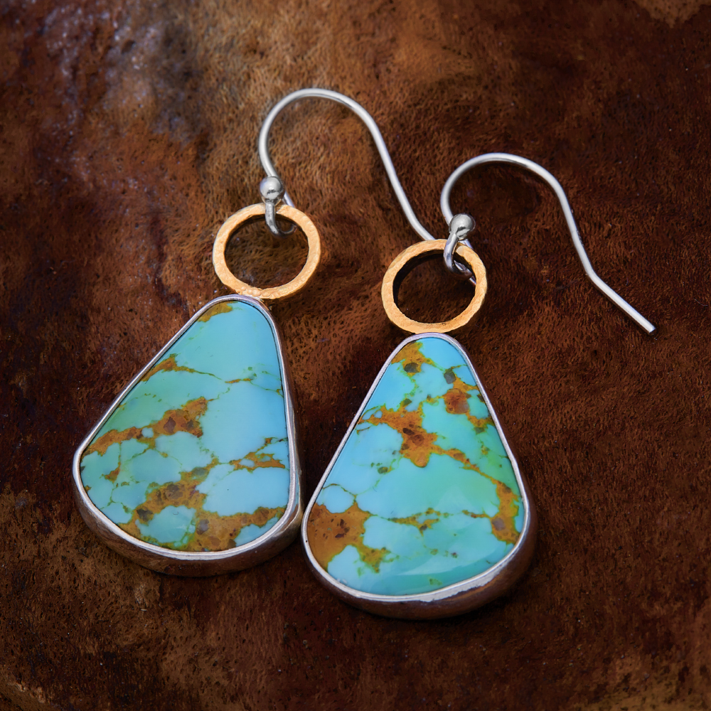 One-of-a-Kind Turquoise Circle Earrings in